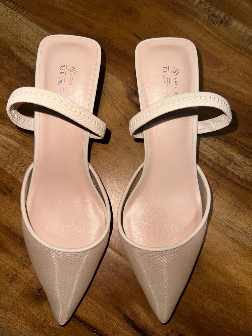 Blush Pointed Toe Mule with Strap